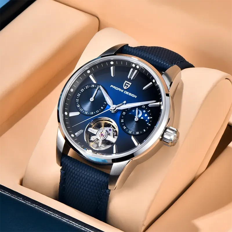 Pagani Design Tourbillon Moonphase Blue Dial Men's Watch- PD-YS021